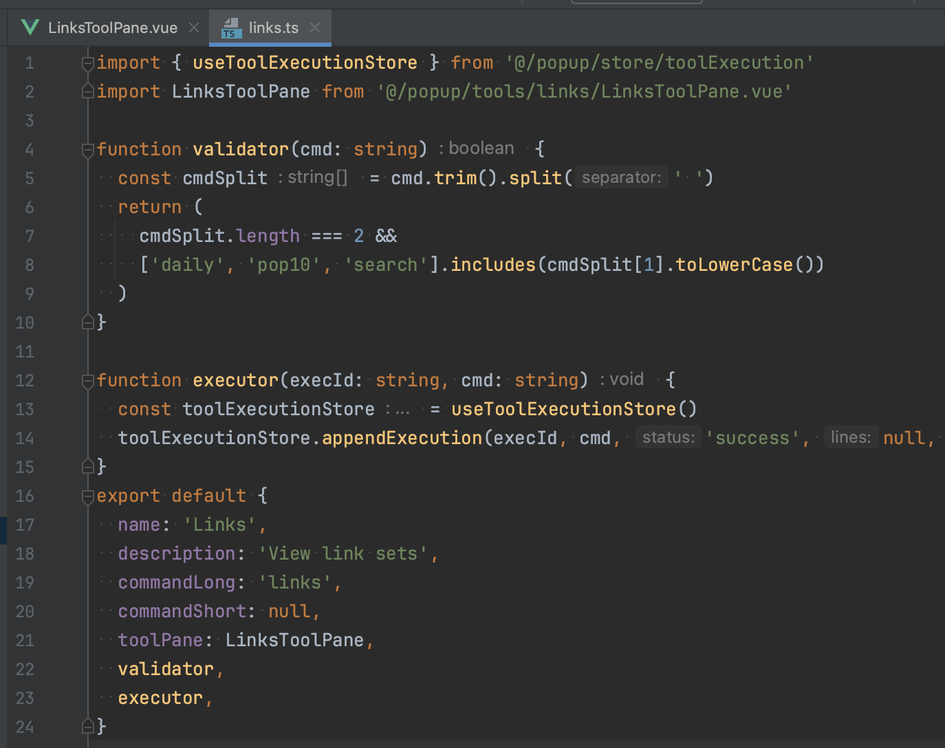 sample tool logic screenshot